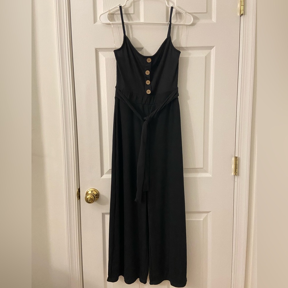 Black Rib Knit Jumpsuit